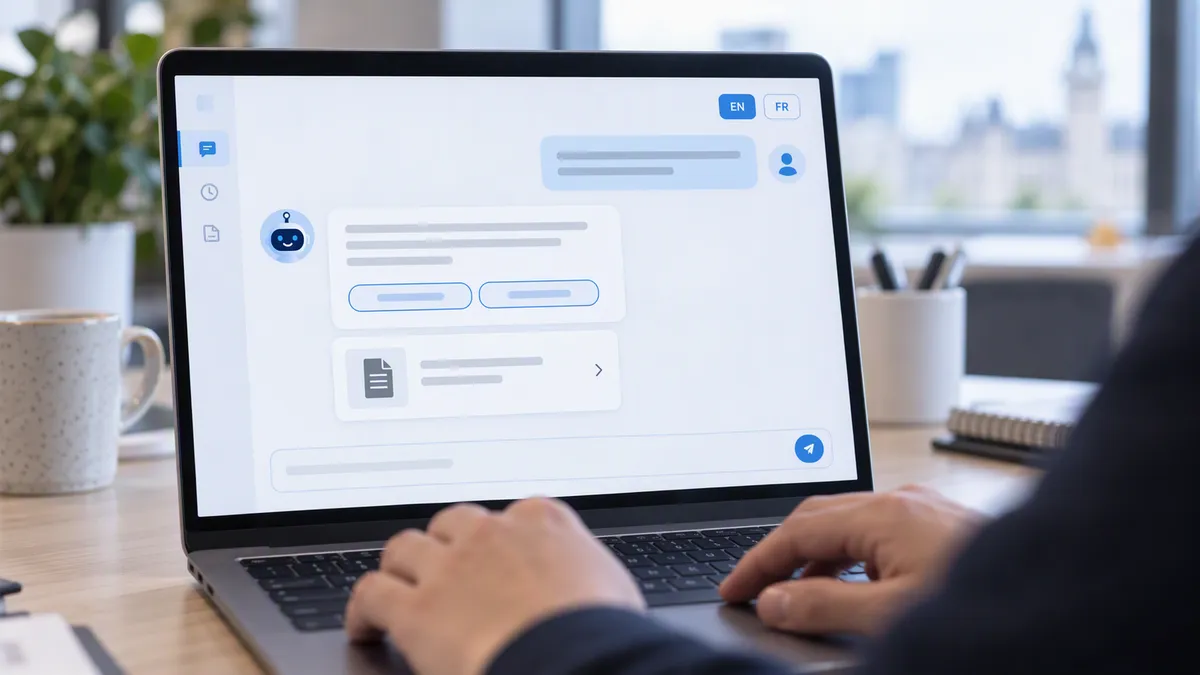 Bilingual AI assistant asking a follow-up question before recommending a form