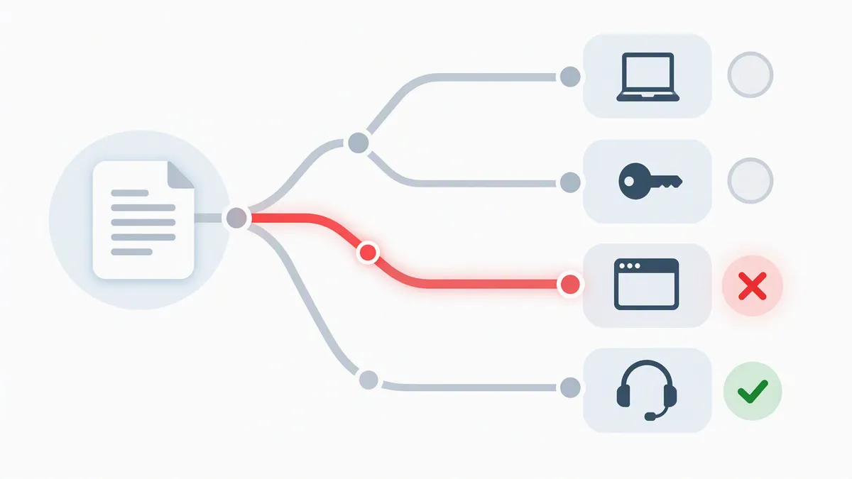 Diagram of a request routed to the wrong IT team instead of the right one